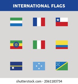 countries flags and lettering icons