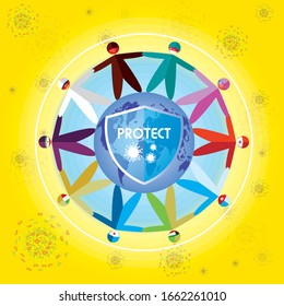Countries are helping to prevent the fight against an epidemic. Coronavirus COVID-19 MERS-Cov (Central Coronary Respiratory Disease Virus) Vector Illustration EPS 10