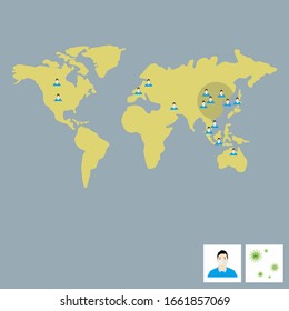 countries indicated by the corona virus