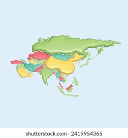 Countries Map of the World concept. Realistic 3d object cartoon style.