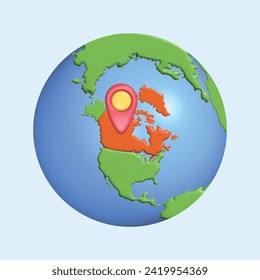 Countries Map of the World concept. Realistic 3d object cartoon style.