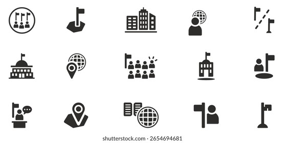 countries set, flat icon, contains citizen, flag, nation, borders, government, land