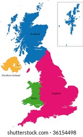 The countries of the United Kingdom and capital cities