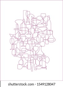 Countries winemakers - stylized maps from silhouettes of wine bottles, glasses and decanters. Map of Germany.