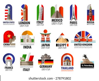 countries of the world vector logo design template. travel, journey or flag icon.