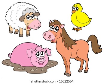 Country animals collection - vector illustration.