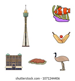 Country Australia cartoon icons in set collection for design.Travel and attractions vector symbol stock web illustration.