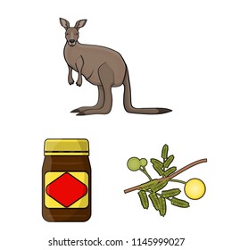 Country Australia cartoon icons in set collection for design.Travel and attractions vector symbol stock web illustration.