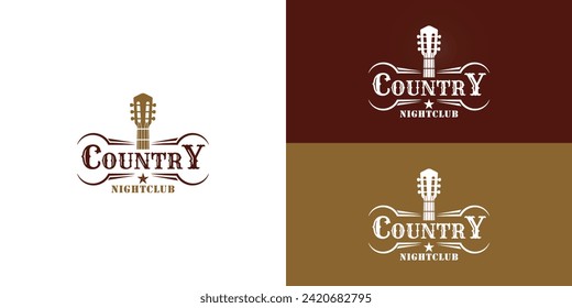 El logotipo del Country Bar se aplicó al restaurante occidental y el logotipo del bar se presentó con múltiples colores de fondo. El logotipo es adecuado para la plantilla de diseño del logotipo Food and Restaurant Music Bar