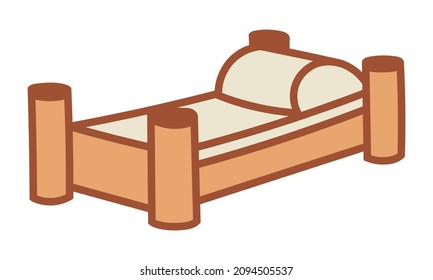 Country bed Doodle Vector Icon. Comic, hand drawn, outline.