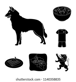 Country Belgium black icons in set collection for design.Travel and attractions Belgium vector symbol stock web illustration.