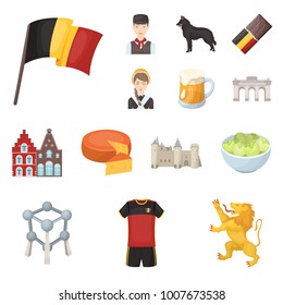 Country Belgium cartoon icons in set collection for design.Travel and attractions Belgium vector symbol stock web illustration.