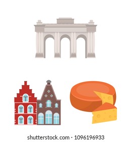 Country Belgium cartoon icons in set collection for design.Travel and attractions Belgium vector symbol stock web illustration.