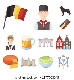 Country Belgium cartoon icons in set collection for design.Travel and attractions Belgium vector symbol stock web illustration.