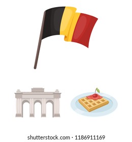 Country Belgium cartoon icons in set collection for design.Travel and attractions Belgium vector symbol stock web illustration.
