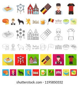 Country Belgium cartoon icons in set collection for design.Travel and attractions Belgium vector symbol stock web illustration.