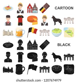 Country Belgium cartoon icons in set collection for design.Travel and attractions Belgium vector symbol stock web illustration.