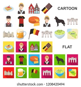 Country Belgium cartoon icons in set collection for design.Travel and attractions Belgium vector symbol stock web illustration.