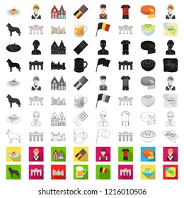 Country Belgium cartoon icons in set collection for design.Travel and attractions Belgium vector symbol stock web illustration.