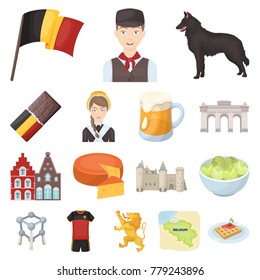 Country Belgium cartoon icons in set collection for design.Travel and attractions Belgium vector symbol stock web illustration.