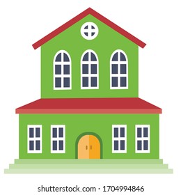 country big house in green on a white background, vector illustration,