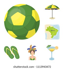 Country Brazil cartoon icons in set collection for design. Travel and attractions Brazil vector symbol stock web illustration.