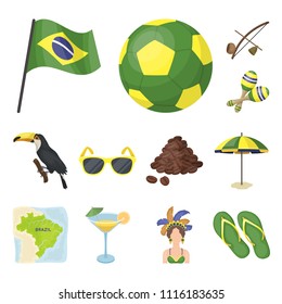 Country Brazil cartoon icons in set collection for design. Travel and attractions Brazil vector symbol stock web illustration.