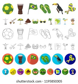 Country Brazil cartoon icons in set collection for design. Travel and attractions Brazil vector symbol stock web illustration.