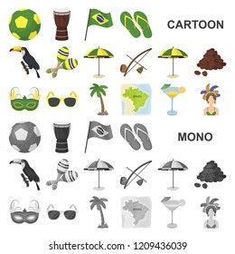 Country Brazil cartoon icons in set collection for design. Travel and attractions Brazil vector symbol stock web illustration.