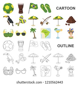 Country Brazil cartoon icons in set collection for design. Travel and attractions Brazil vector symbol stock web illustration.