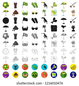 Country Brazil cartoon icons in set collection for design. Travel and attractions Brazil vector symbol stock web illustration.