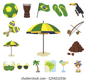 Country Brazil cartoon icons in set collection for design. Travel and attractions Brazil vector symbol stock web illustration.