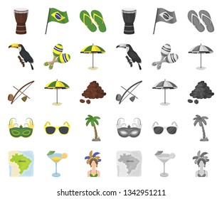 Country Brazil cartoon,mono icons in set collection for design. Travel and attractions Brazil vector symbol stock web illustration.