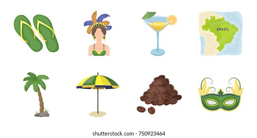 Country Brazil icons in set collection for design. Travel and attractions vector symbol stock  illustration.