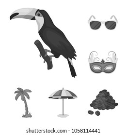 Country Brazil monochrome icons in set collection for design. Travel and attractions Brazil vector symbol stock web illustration.