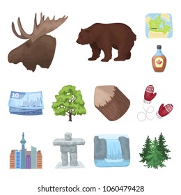 Country Canada cartoon icons in set collection for design. Canada and landmark vector symbol stock web illustration.