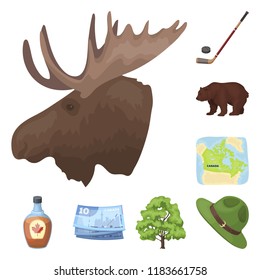 Country Canada cartoon icons in set collection for design. Canada and landmark vector symbol stock web illustration.