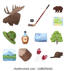 Country Canada cartoon icons in set collection for design. Canada and landmark vector symbol stock web illustration.