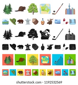 Country Canada cartoon icons in set collection for design. Canada and landmark vector symbol stock web illustration.