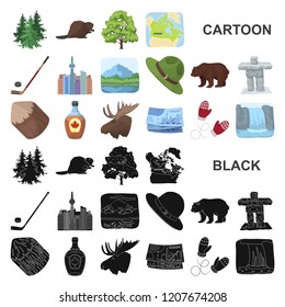 Country Canada cartoon icons in set collection for design. Canada and landmark vector symbol stock web illustration.