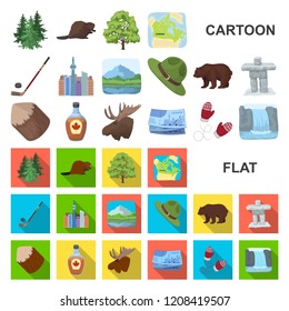 Country Canada cartoon icons in set collection for design. Canada and landmark vector symbol stock web illustration.