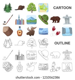 Country Canada cartoon icons in set collection for design. Canada and landmark vector symbol stock web illustration.