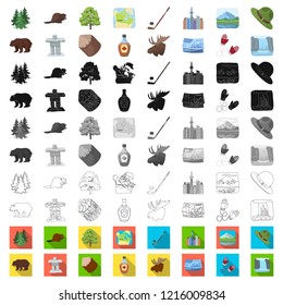Country Canada cartoon icons in set collection for design. Canada and landmark vector symbol stock web illustration.