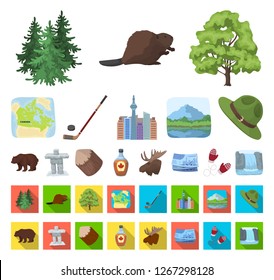 Country Canada cartoon,flat icons in set collection for design. Canada and landmark vector symbol stock web illustration.