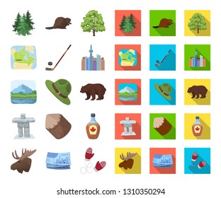 Country Canada cartoon,flat icons in set collection for design. Canada and landmark vector symbol stock web illustration.