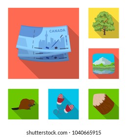 Country Canada flat icons in set collection for design. Canada and landmark vector symbol stock web illustration.