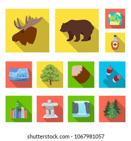 Country Canada flat icons in set collection for design. Canada and landmark vector symbol stock web illustration.
