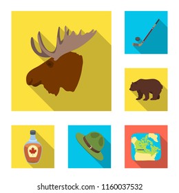 Country Canada flat icons in set collection for design. Canada and landmark vector symbol stock web illustration.