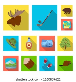 Country Canada flat icons in set collection for design. Canada and landmark vector symbol stock web illustration.