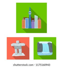 Country Canada flat icons in set collection for design. Canada and landmark vector symbol stock web illustration.
